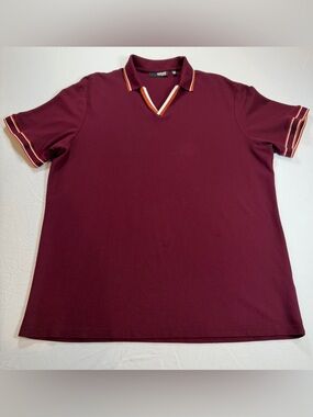 Murano‎ Slim Fit Burgundy Polo with Orange and White Trim Size XXL